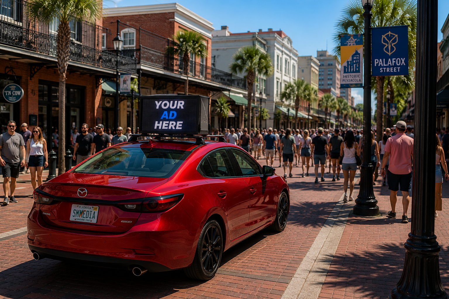 Downtown mobile advertising concept